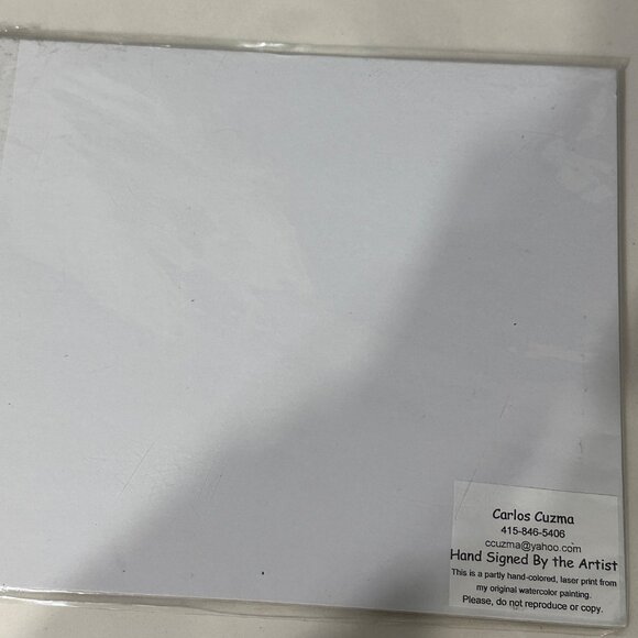 Signed Carlos Cuzma bridge 10x 8” unframed matted hand colored laser print - Picture 2 of 6